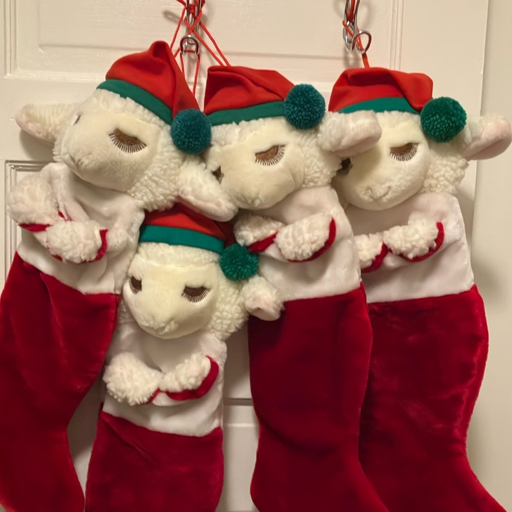 LAMB CHOP CHRISTMAS STOCKINGS THREE AVAILABLE. Quantity discount in description.